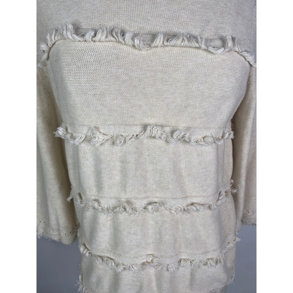 J. McLaughlin Fringed Round Neck Long Sleeve Sweater - Picture 4 of 10
